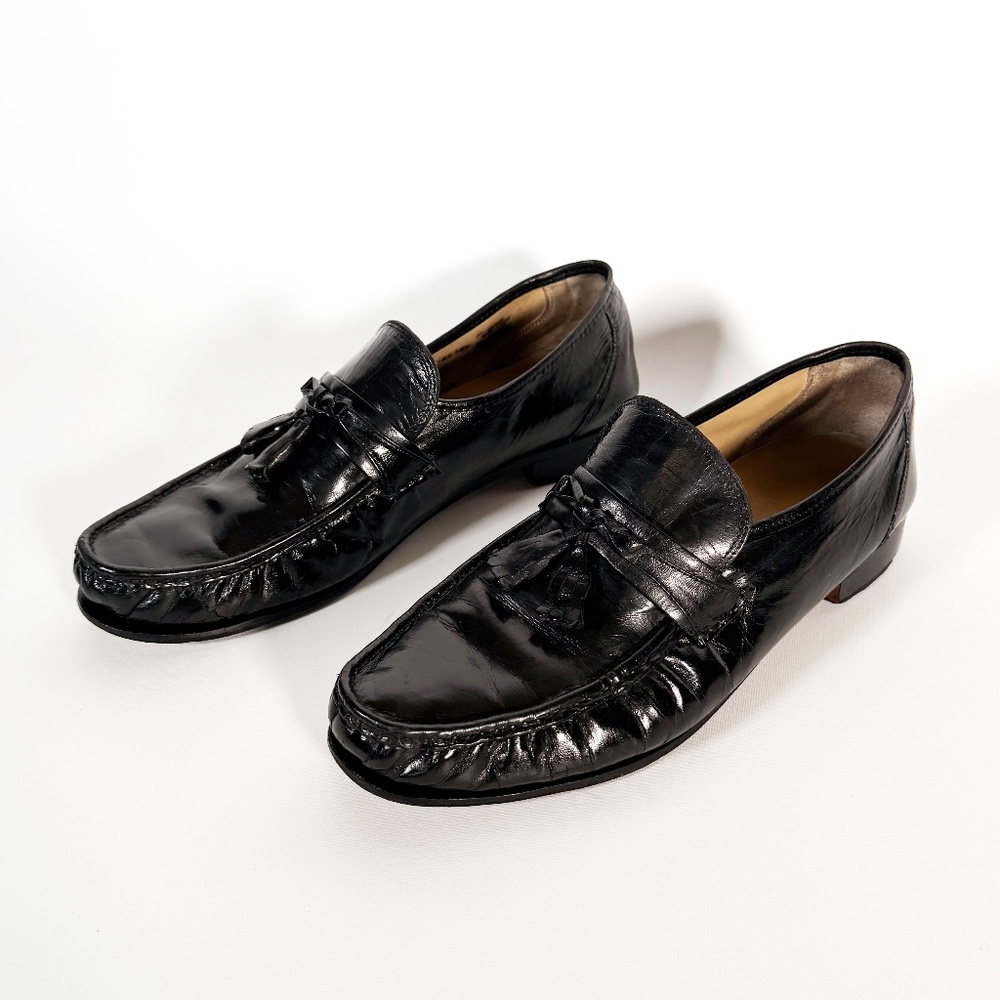 Vintage Black Leather Tassel Loafers Men’s US 10.5 Dress Slip-On